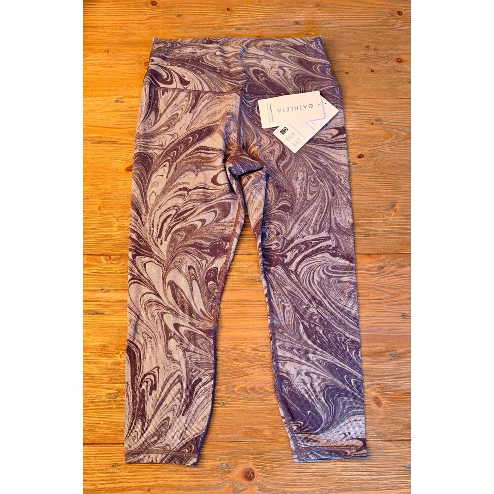 Athleta Transcend 7/8 Legging Marble Print Purple Size L NWT